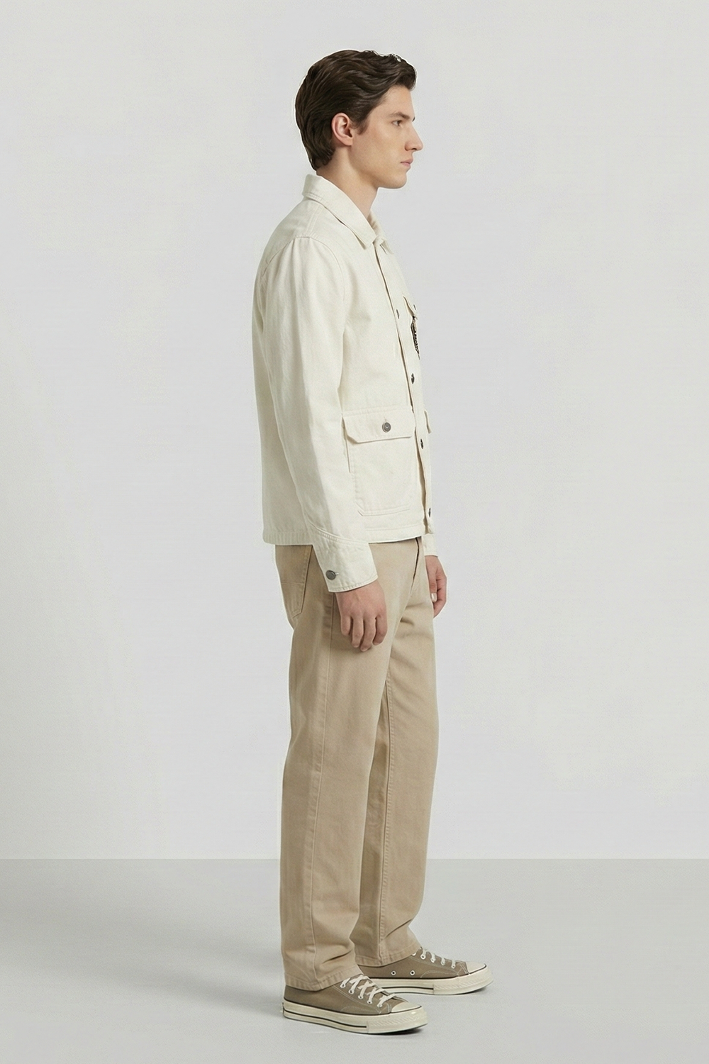 Denim Shacket - White