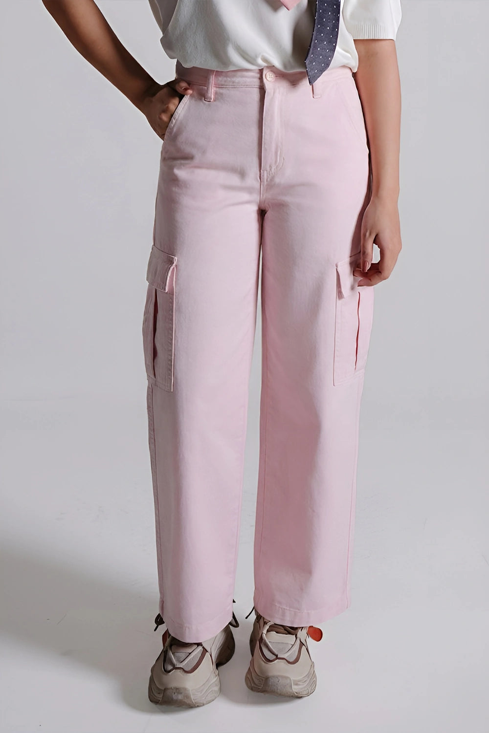 5 Pocket Women Cargo Pants - Pink