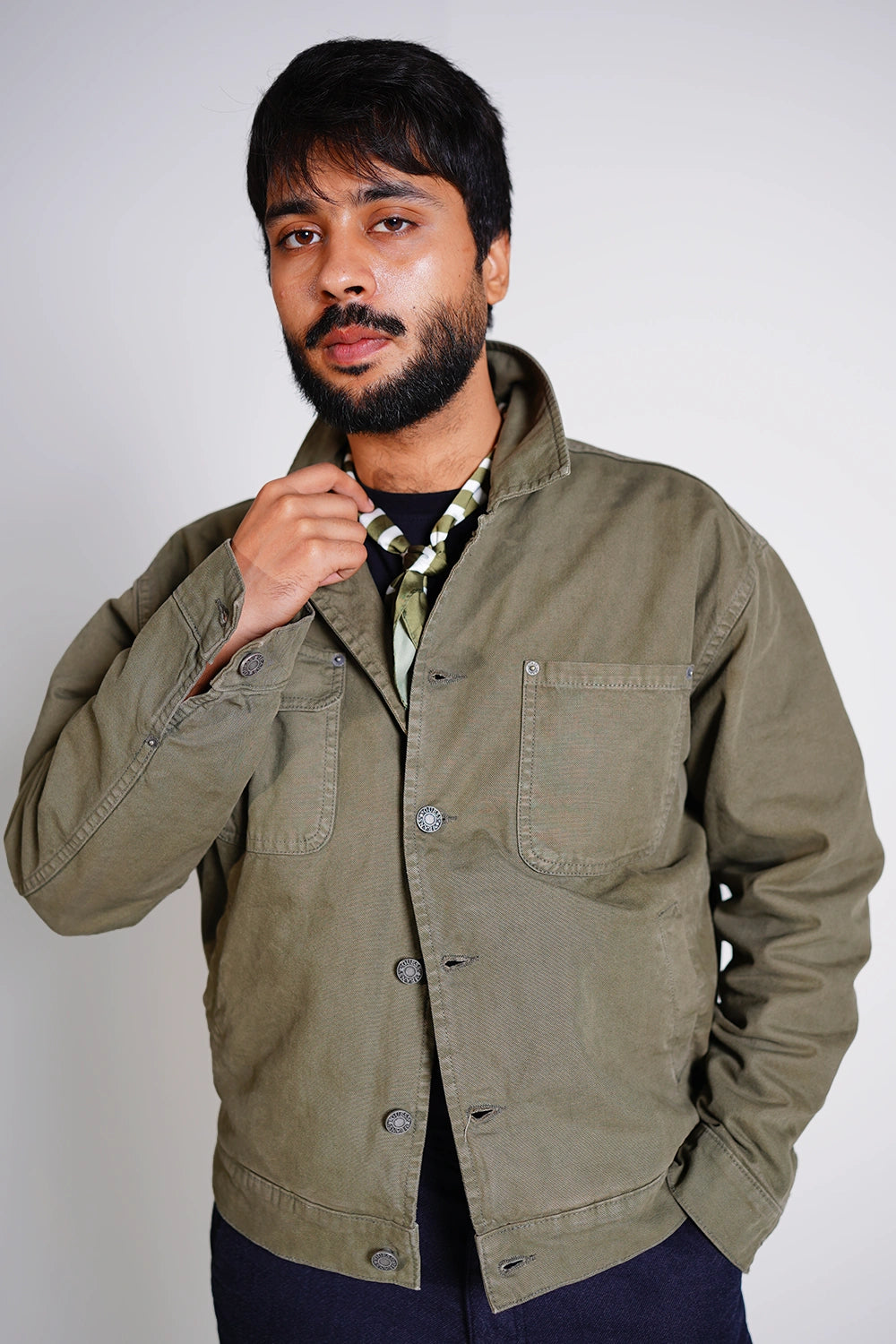 Denim Jacket - Olive Green