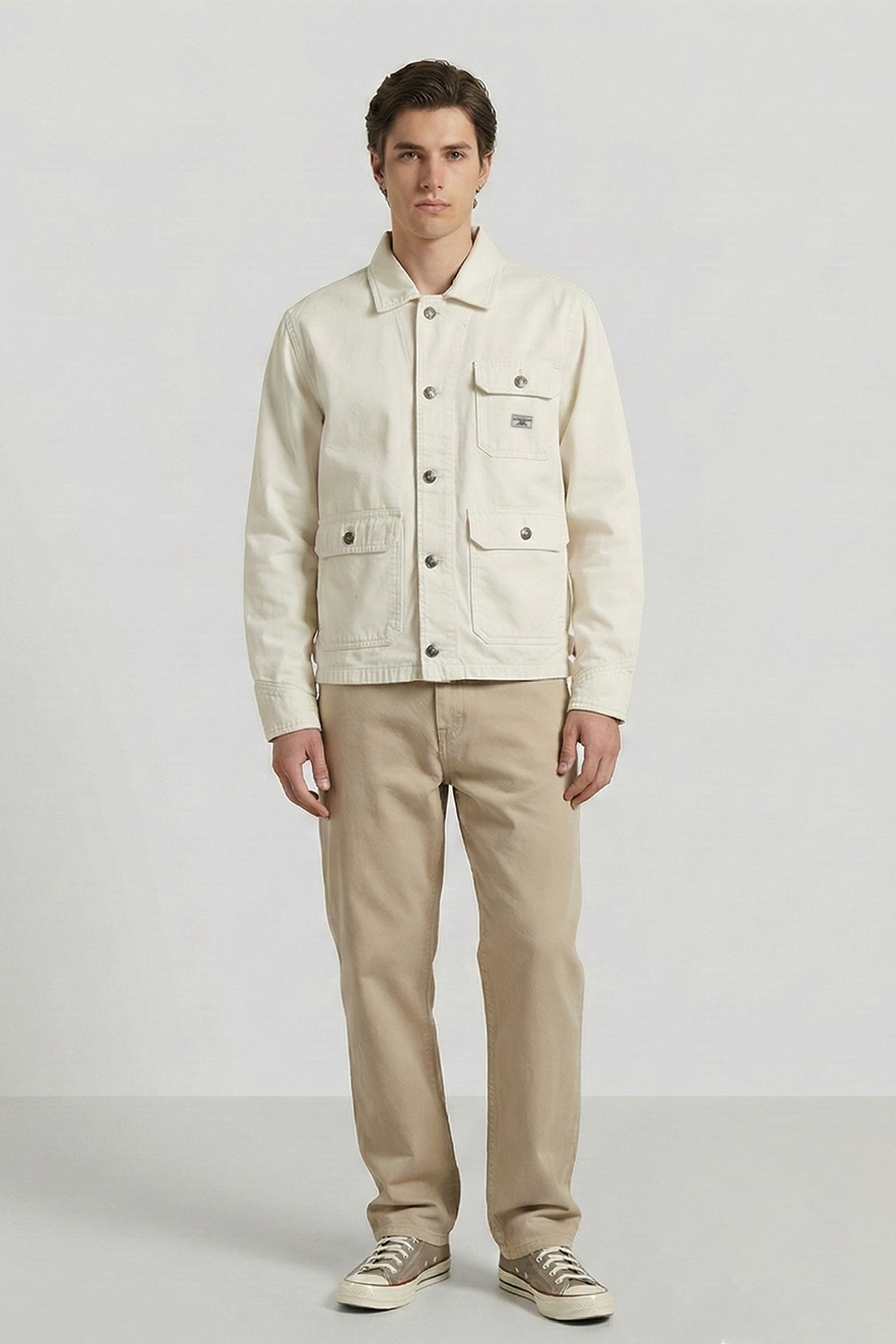 Denim Shacket - White