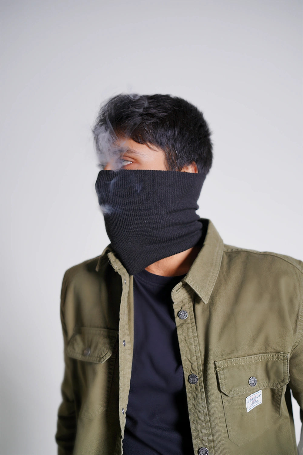 Men Denim Oversized Shirt - Olive Green